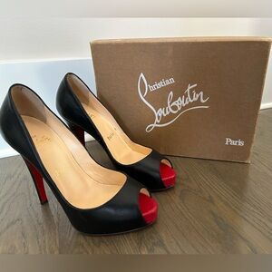 Christian Louboutin Very Prive 120 Kid Pumps 37 Black / Red Peep toe